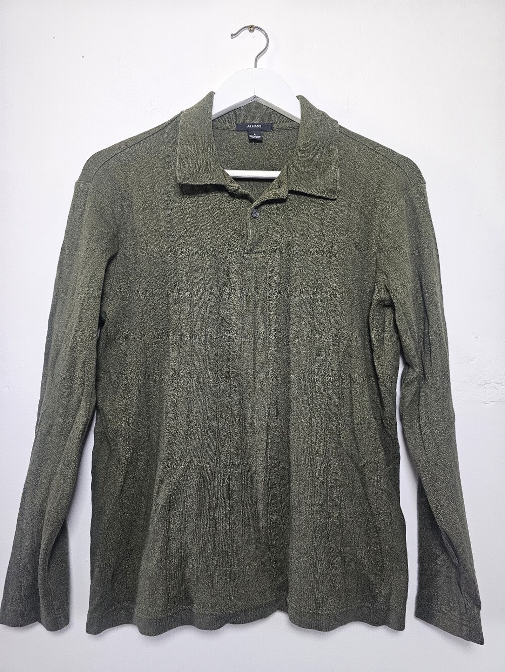 Alfani Long-Sleeve Polo in Olive Green